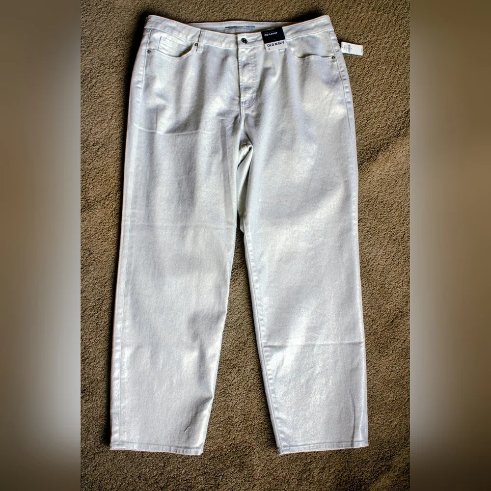 Old Navy Women’s Size 18 High-Rise OG Loose Glitter Jeans – White - Picture 8 of 8